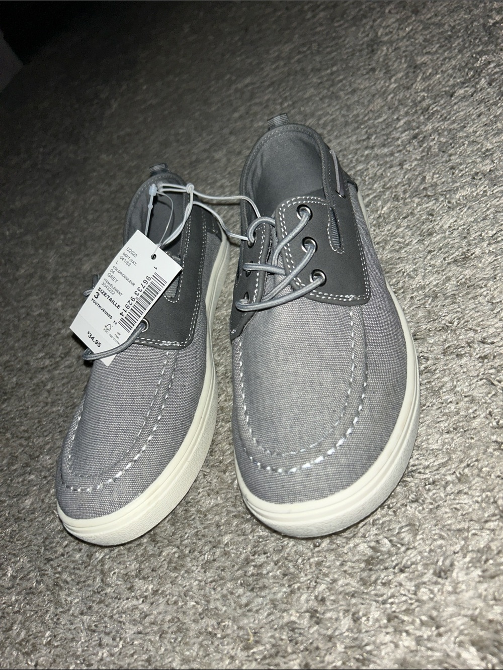Kids Gray Canvas Lace-Up Casual Shoes